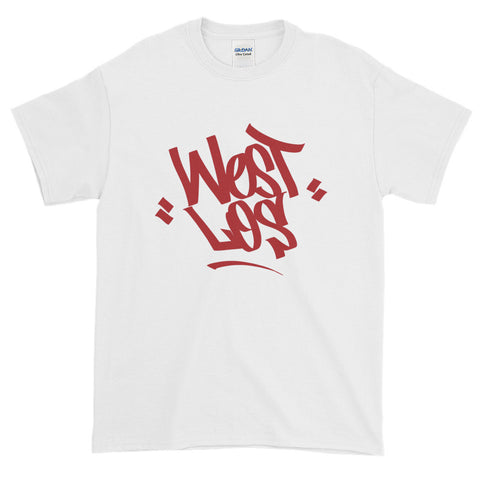 "West Los" Mens White T - Red