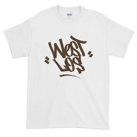 "West Los" Mens White T - Brown